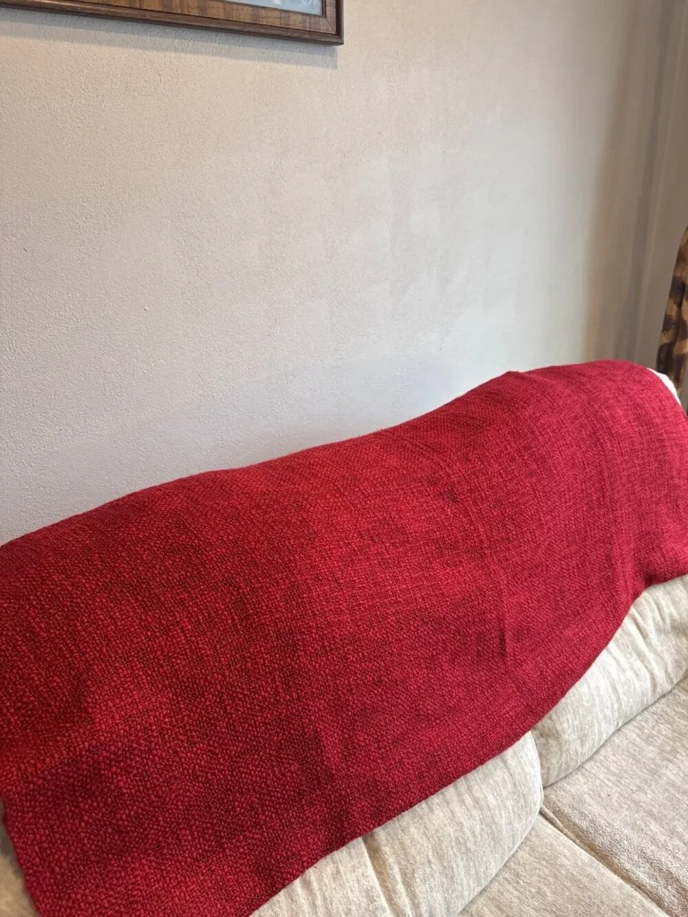 Pottery Barn Chunky Knit Throw Blanket Fringe Red Fall Christmas Holiday Cozy
